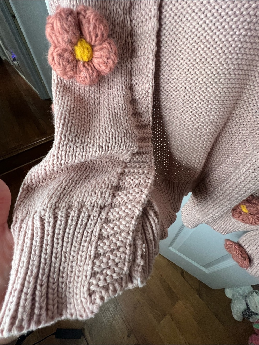Altar'd State Dusty Pink Floral Knit Cardigan - Picture 6 of 9